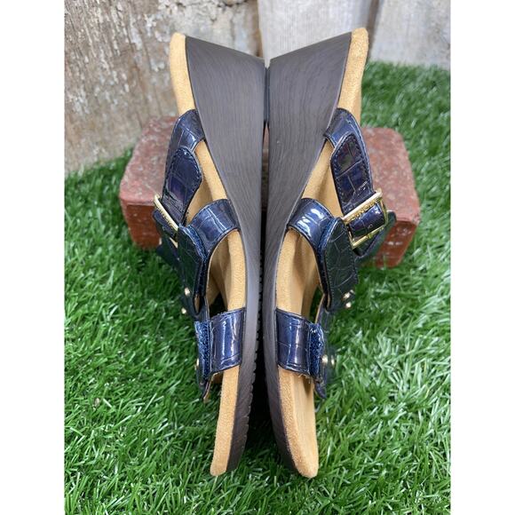 Vionic Triple Strap Wedge Blue Sandals Women's 7 - Picture 6 of 8